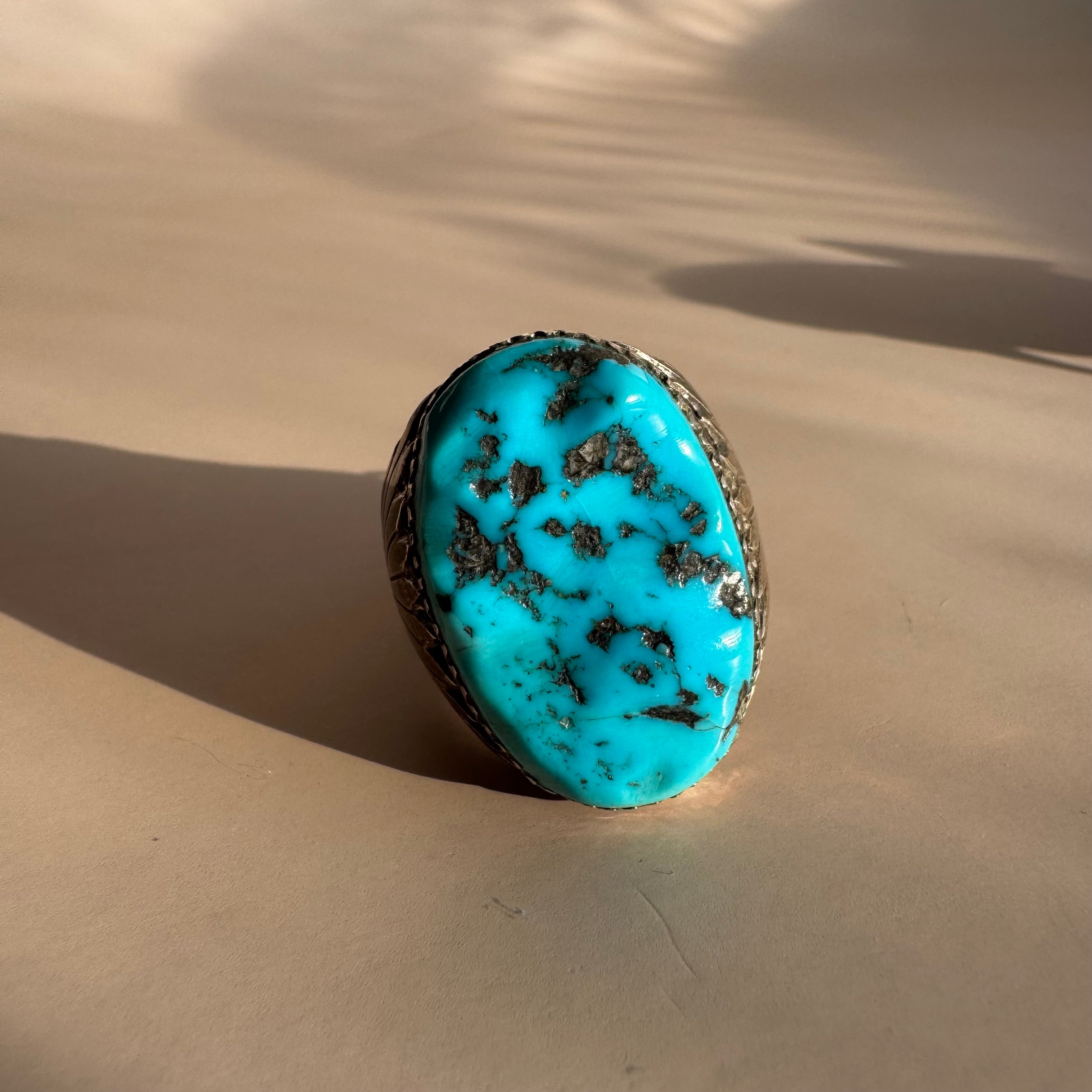 Robert & Bernice Leekya- Zuni Kingman Turquoise Ring