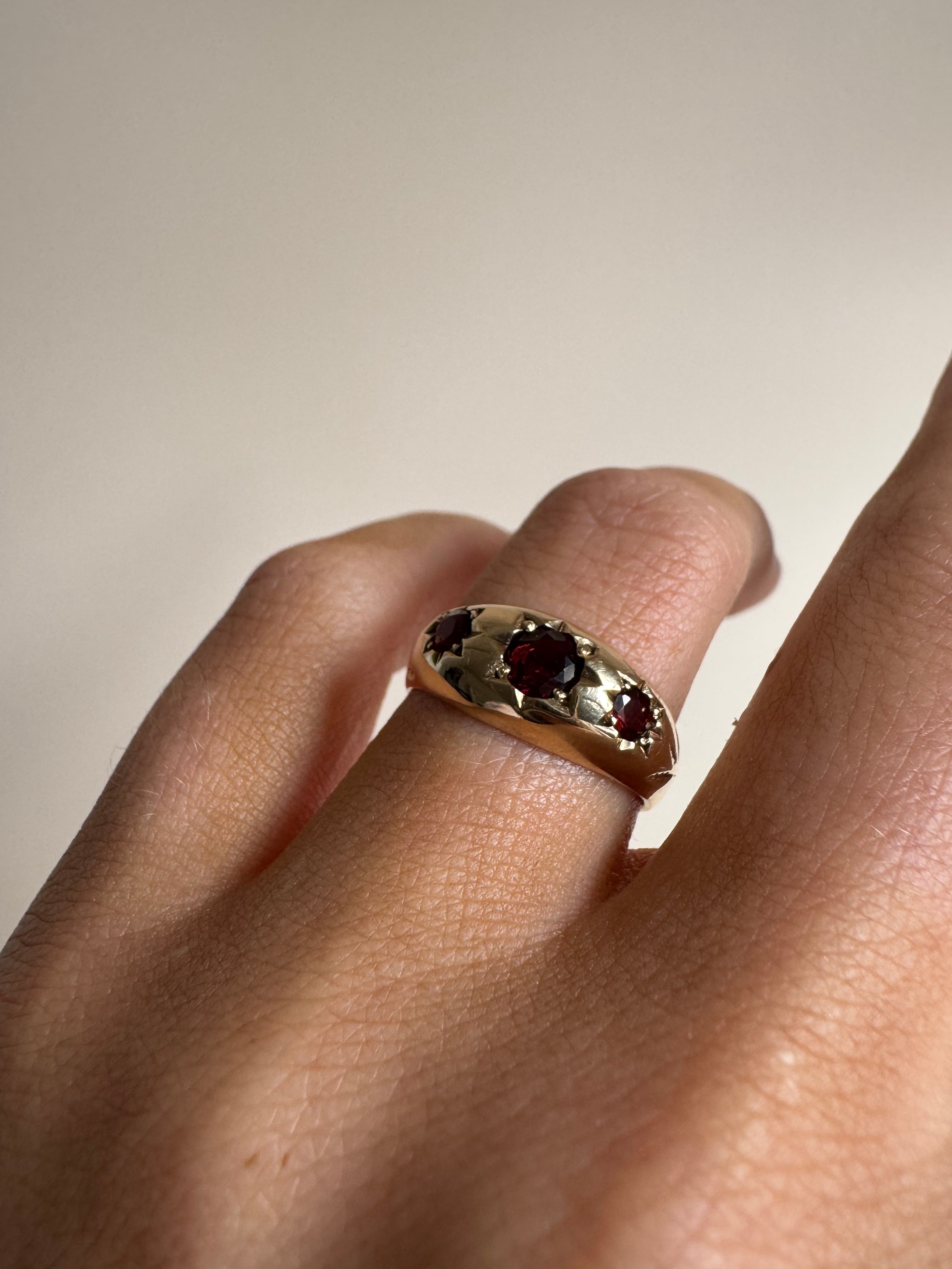 Star Set Garnet Dome Ring