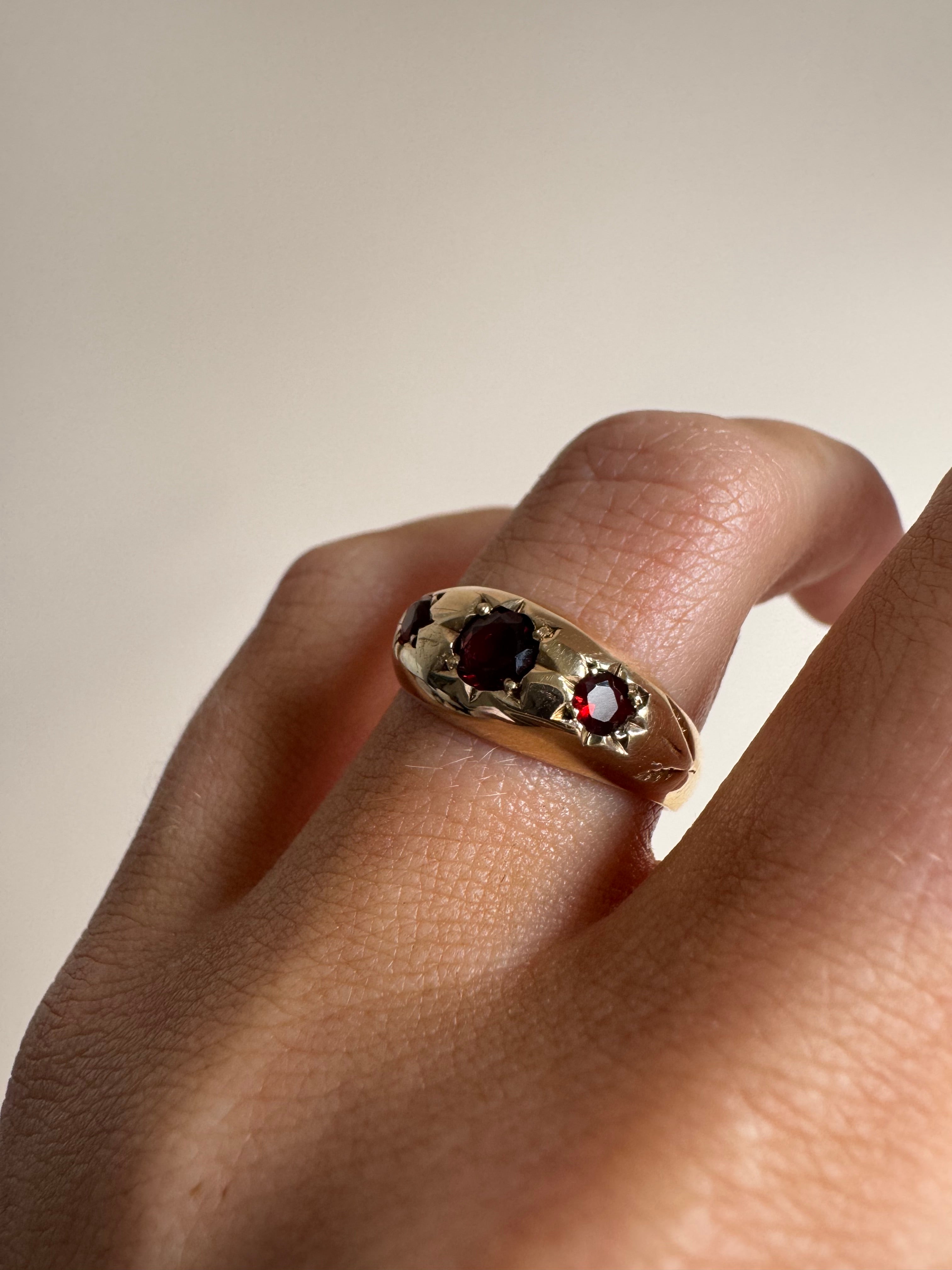 Star Set Garnet Dome Ring