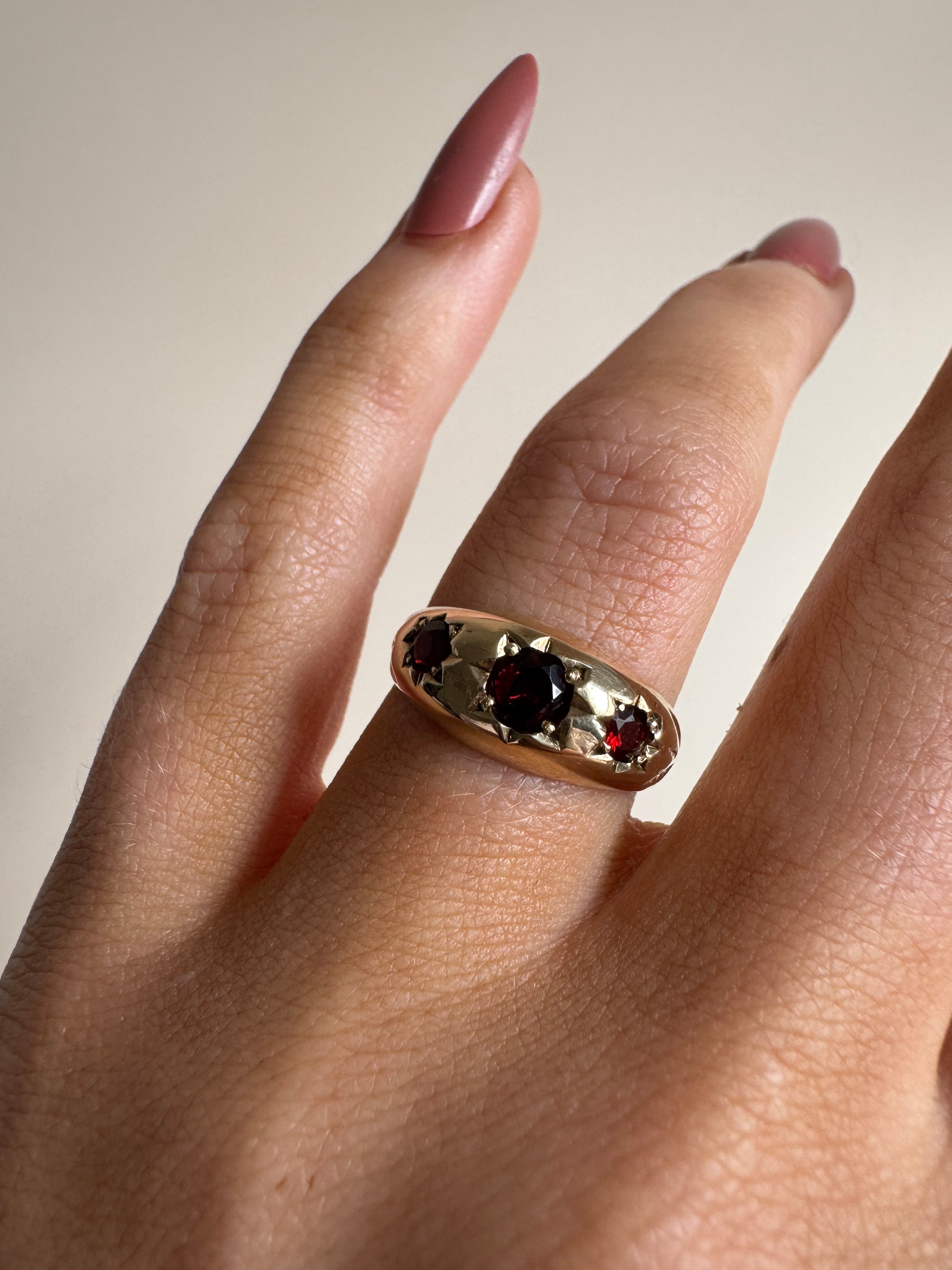 Star Set Garnet Dome Ring