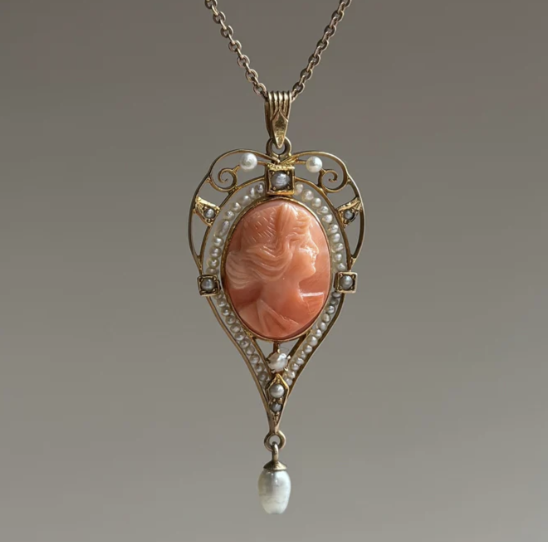 Coral and Pearl Cameo