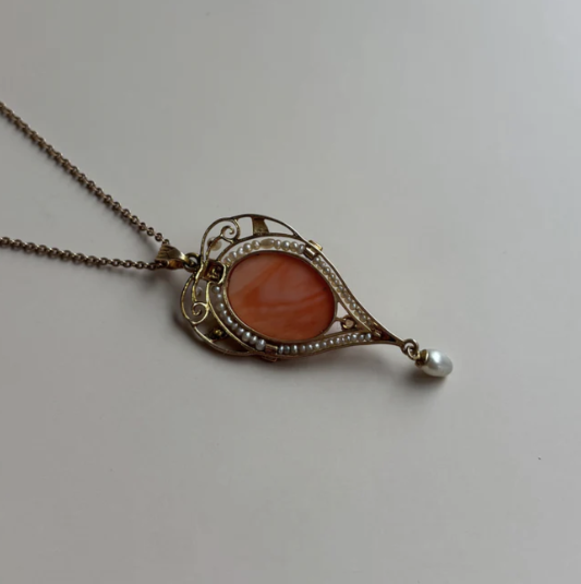 Coral and Pearl Cameo