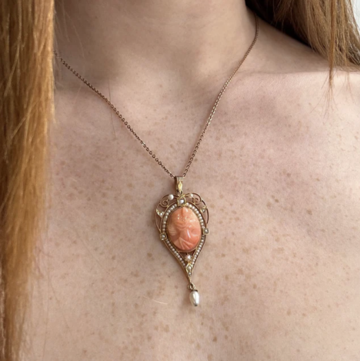 Coral and Pearl Cameo