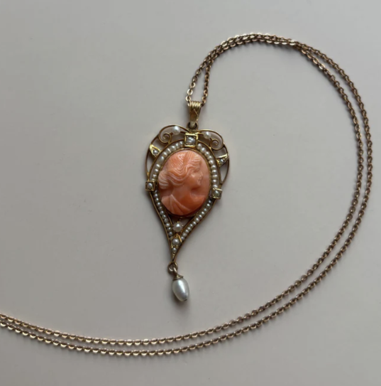 Coral and Pearl Cameo